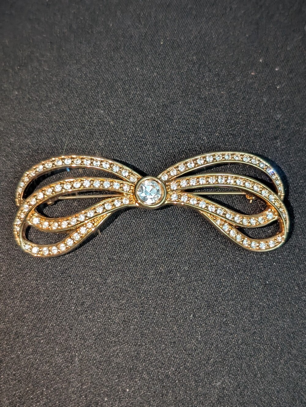 Swarovski Gold-Tone Double Bow Brooch
